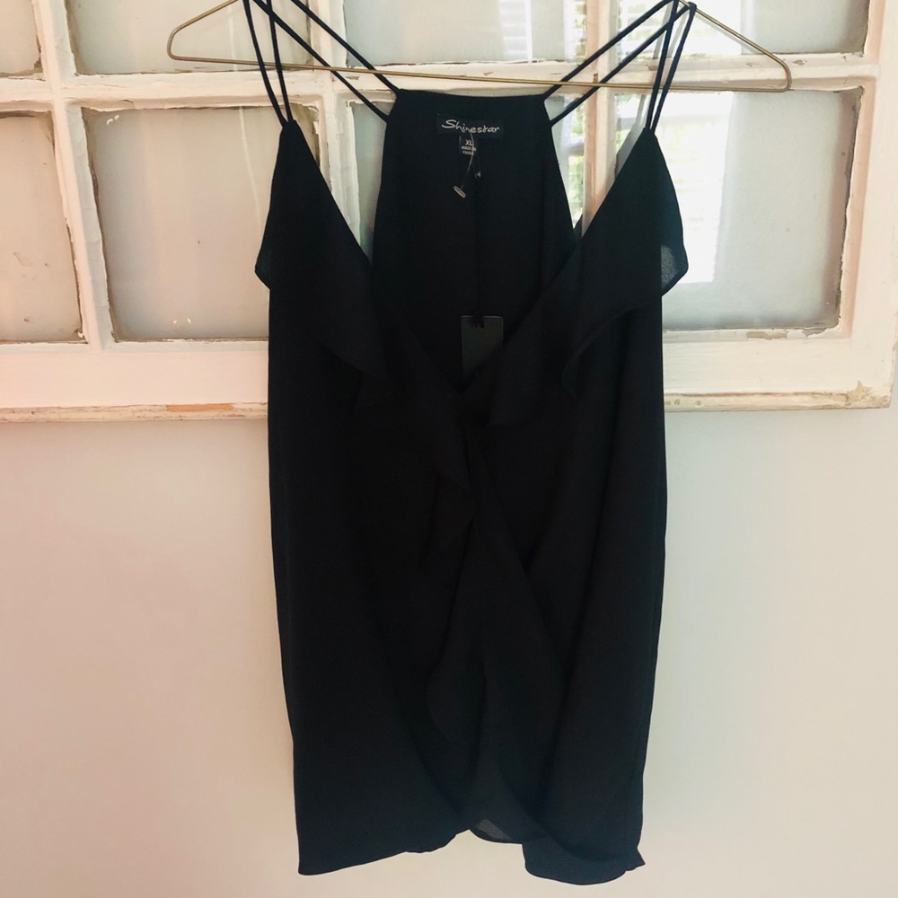 NWT Black Tank with Ruffles